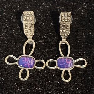 Elegant Silver and Purple Earrings